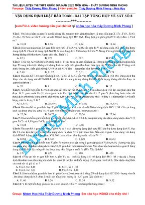 Tài liệu luyện thi THPT Quốc gia môn Hóa học năm 2020 - Vận dụng định luật bảo toàn - Bài tập tổng hợp 1 - Dương Minh Phong